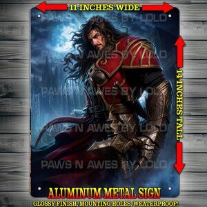 Castlevania -  Gabriel Belmont in Front of Castle Wall Art Metal Sign 11x14"